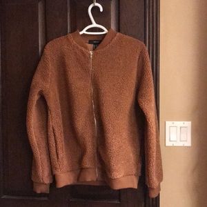 Forever 21 Furry Zip up Bomber Jacket